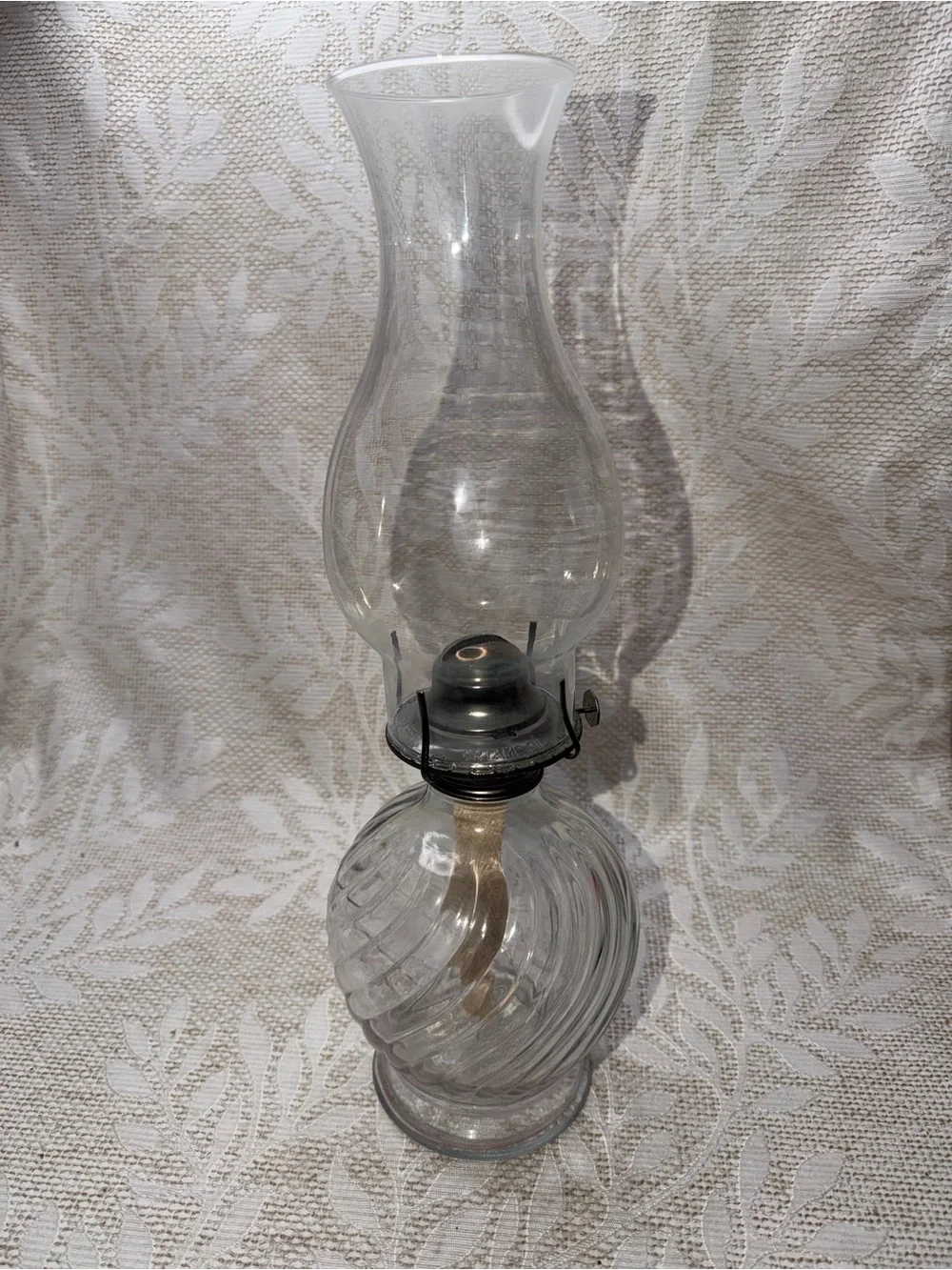 Clear Glass Hurricane Oil Lamp -vintage
